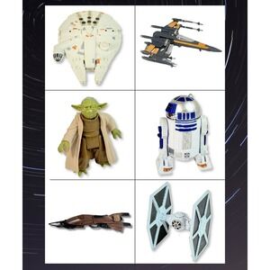 Star Wars Ship Lot Falcon X-Wing TIE Fighter R2D2 Yoda Diecast Titanium Disney